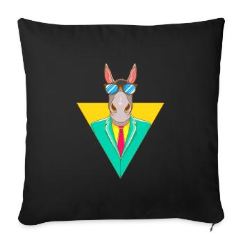 Âne d'affaires cool avec des lunettes de soleil - Coussin et housse de 45 x 45 cm - noir - Devant
