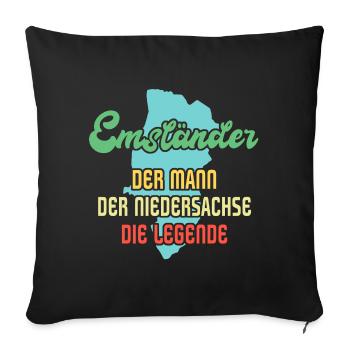 Emsland Niedersachsen Sprüche Emsländer - Sofakissen mit Füllung 45 x 45 cm - Schwarz - Vorne