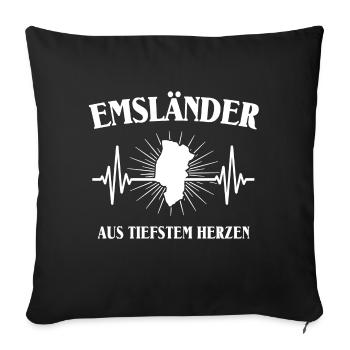 Emsländer Emsland EKG Herzlinie Geschenk - Sofakissen mit Füllung 45 x 45 cm - Schwarz - Vorne