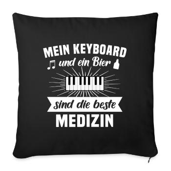 Keyboard Musiker Keyboarder Bier Geschenk - Sofakissen mit Füllung 45 x 45 cm - Schwarz - Vorne