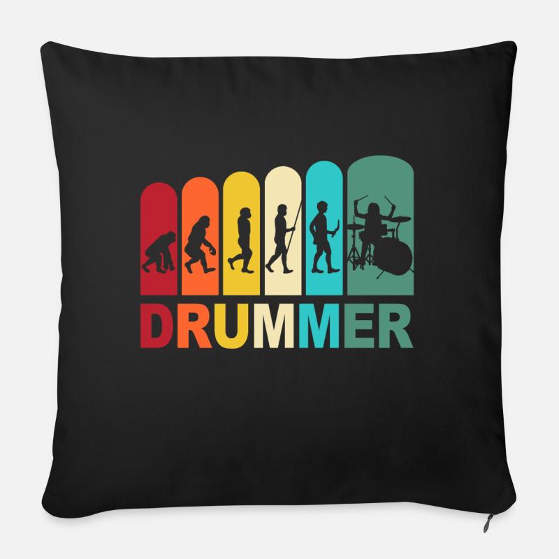 Drummer Evolution Drummer Drums Batterie - Coussin et housse de 45 x 45 cm - noir