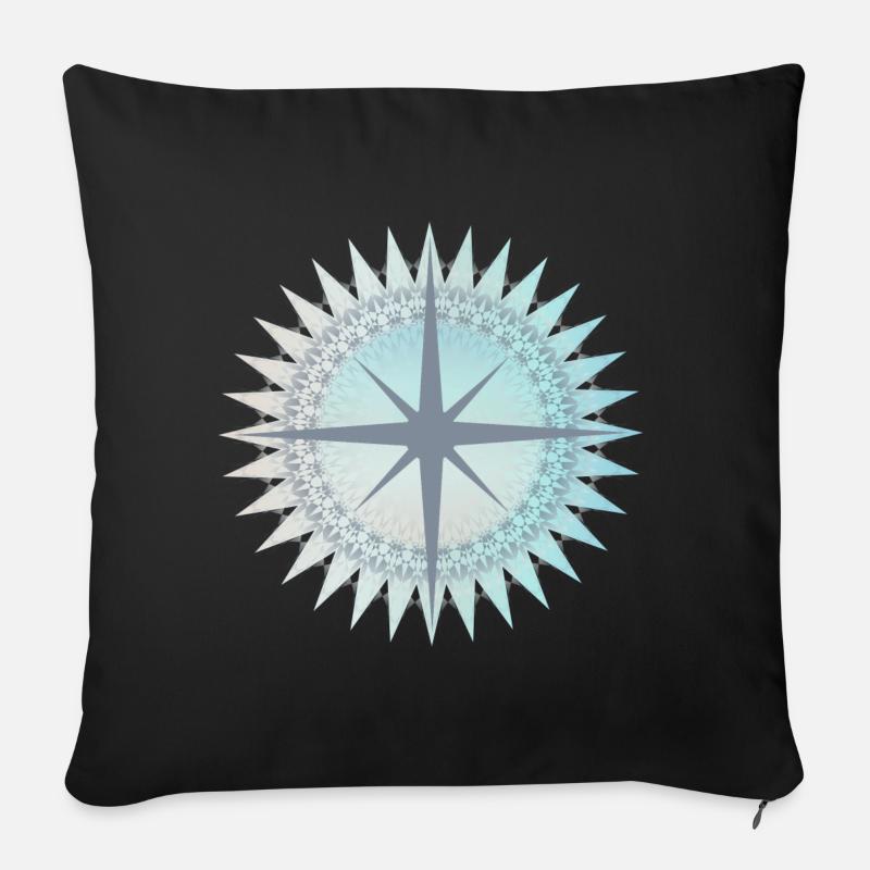 Boussole avec fond de couleurs sable et mer - Coussin et housse de 45 x 45 cm - noir