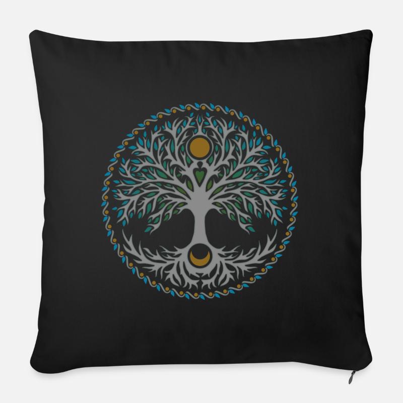Arbre de vie, Yggdrasil, symbole celtique, - Coussin et housse de 45 x 45 cm - noir
