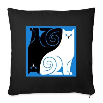 Chat noir Chat blanc - Coussin et housse de 45 x 45 cm - noir - Devant