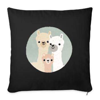 Alpaca Family - Sofa pillow with filling 45cm x 45cm - black - Front