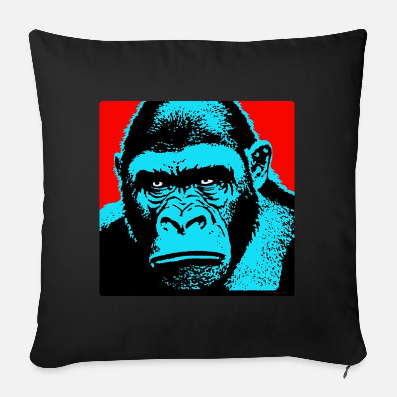 Gorilla i popkunst - Sofapude med fyld 45 x 45 cm - sort