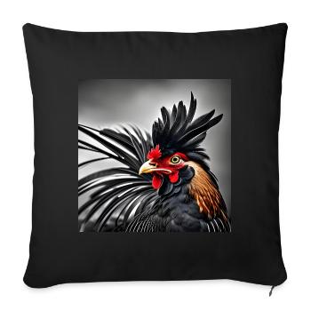 Rooster - Sofa pillow with filling 45cm x 45cm - black - Front