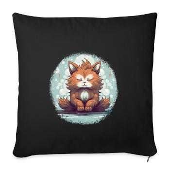 Zen Cat, Meditation Cat T-Shirt, Cat Lover T-Shirt - Sofa pillow with filling 45cm x 45cm - black - Front