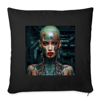 Woman cyborg - Sofa pillow with filling 45cm x 45cm - black - Front