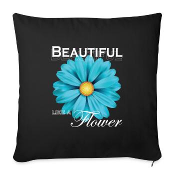 Belle comme une fleur - Coussin et housse de 45 x 45 cm - noir - Devant