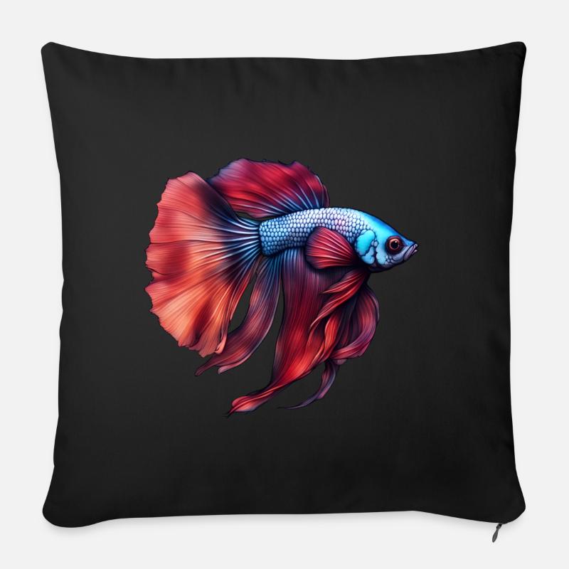 Siamesischer Kampffisch - Sofakissen mit Füllung 45 x 45 cm - Schwarz