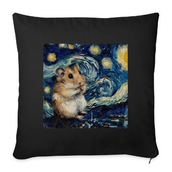 Hamster, Animal, Van Gogh, Nuit Étoilée - Coussin et housse de 45 x 45 cm - noir - Devant