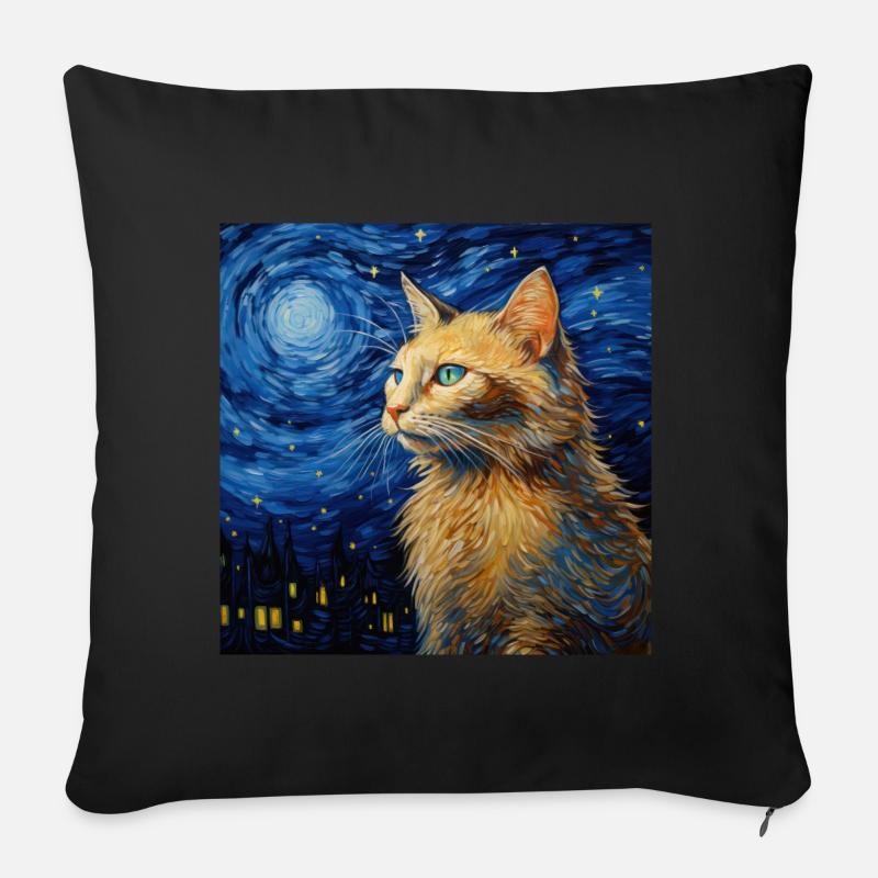 Katze, katzenmotiv - Sofakissen mit Füllung 45 x 45 cm - Schwarz