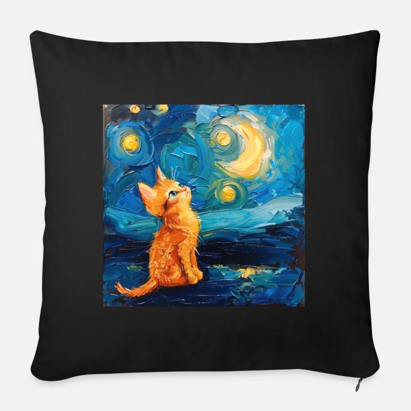 Chat, Motif De Chat - Coussin et housse de 45 x 45 cm - noir