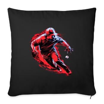 Receveur rouge joueur de baseball dans le pop art - Coussin et housse de 45 x 45 cm - noir - Devant