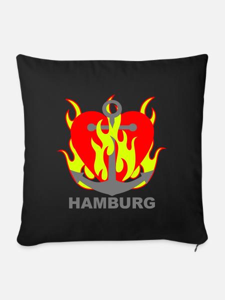Herz und Flamme Hamburg - Sofakissen mit Füllung 45 x 45 cm - Schwarz