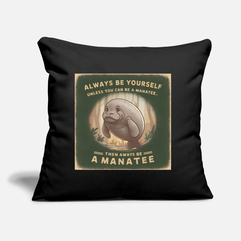 Sei Du selbst oder sei ein Manatee Lebensweisheit Sofakissen mit Füllung 45 x 45 cm