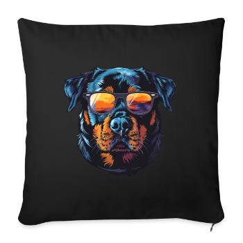 Rottweiler Hund - Sofakissen mit Füllung 45 x 45 cm - Schwarz - Vorne