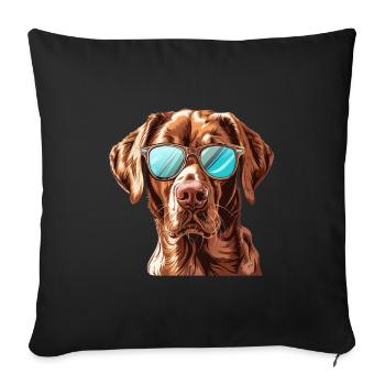 Chesapeake Bay Retriever, Dog, Sunglasses - Sofa pillow with filling 45cm x 45cm - black - Front