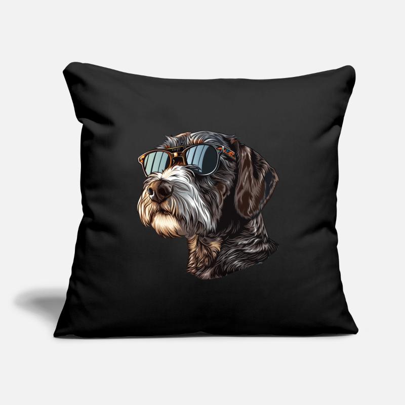 Deutsch Drahthaar, German Wirehaired Pointer, Hund Sofakissen mit Füllung 45 x 45 cm