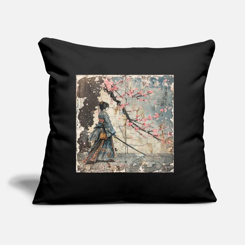 Japanese, Samurai, Cherry Blossom, Art, Ukiyo-E Sofa pillow with filling 45cm x 45cm