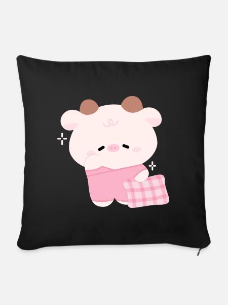 Schläfrige Kuh - Sofakissen mit Füllung 45 x 45 cm - Schwarz