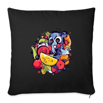 Ouisti dans les fruits - Coussin et housse de 45 x 45 cm - noir - Devant