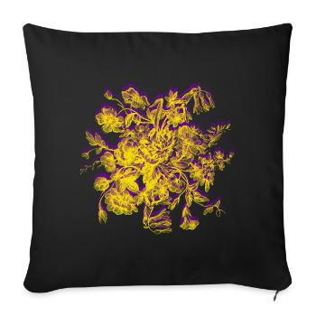Fleurs rétro à la manière moderne - Coussin et housse de 45 x 45 cm - noir - Devant