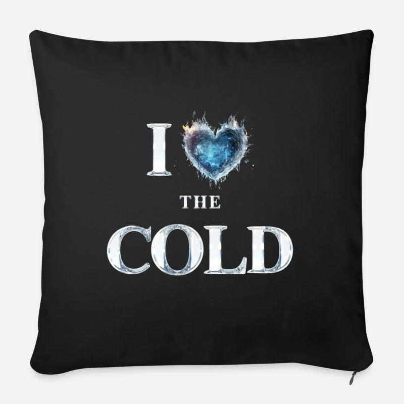 « J’adore le froid » - Coussin et housse de 45 x 45 cm - noir