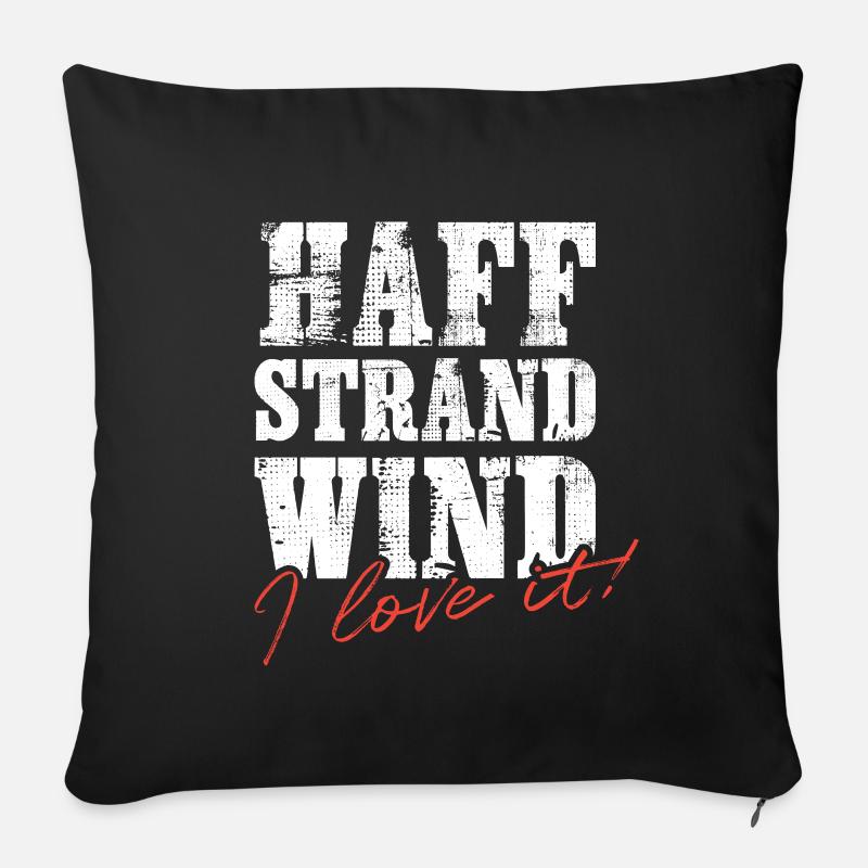 Haff Strand Wind – Je l’adore ! - Coussin et housse de 45 x 45 cm - noir