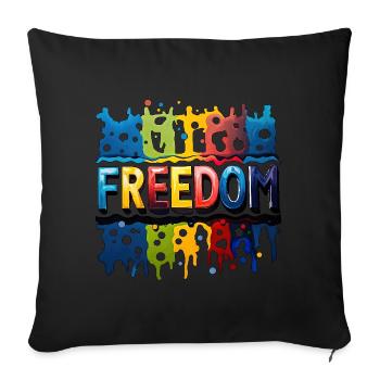 Freedom, Free - Sofa pillow with filling 45cm x 45cm - black - Front