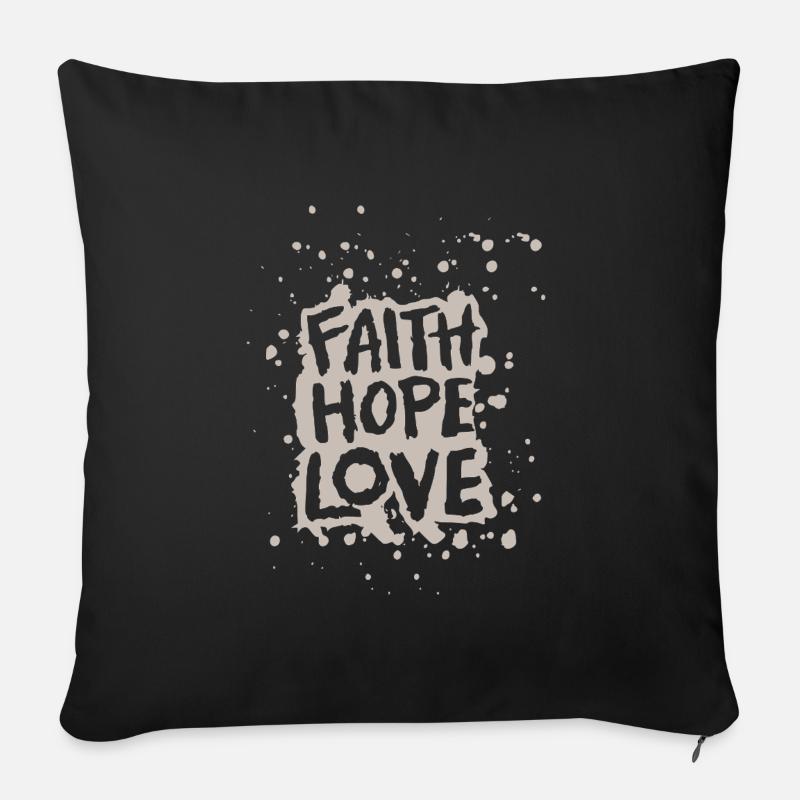 Glaube Hoffnung Liebe - Sofakissen mit Füllung 45 x 45 cm - Schwarz