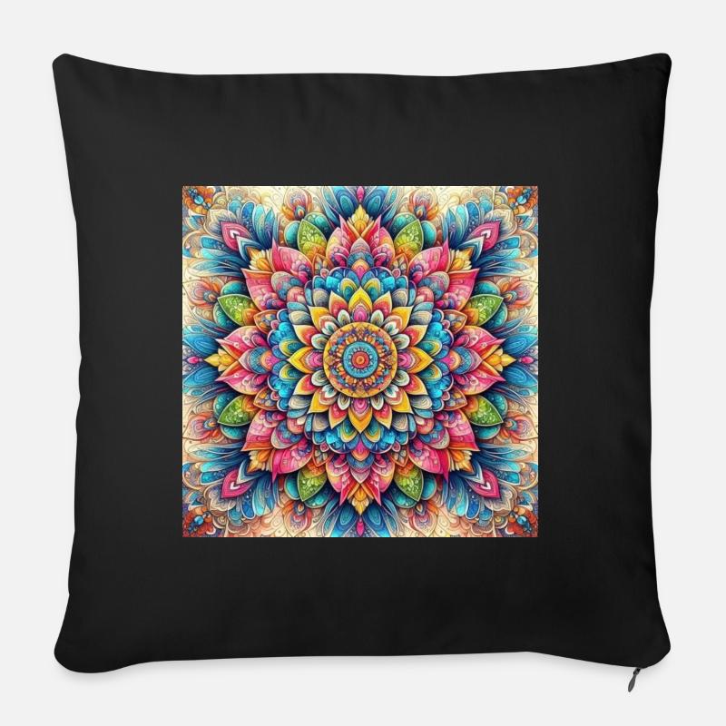 Lebendige Mandala-Prachtkunst - Sofakissen mit Füllung 45 x 45 cm - Schwarz