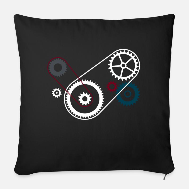 Zahnräder Getriebe Motorblock - Sofakissen mit Füllung 45 x 45 cm - Schwarz