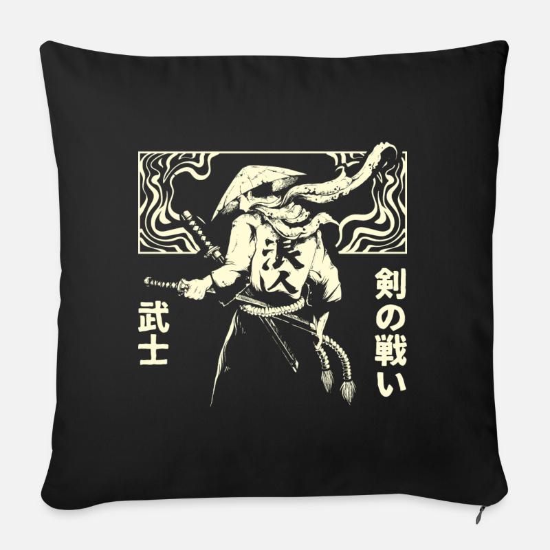 Japanese Warrior Sword Samurai - Sofa pillow with filling 45cm x 45cm - black