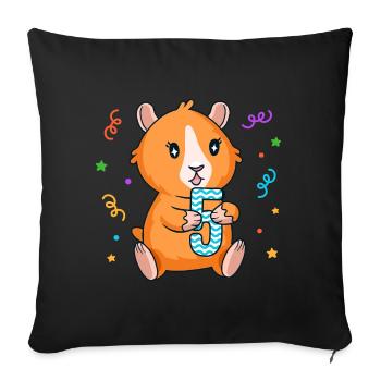 Guinea Pig 5th Birthday Girl 5 years old - Sofa pillow with filling 45cm x 45cm - black - Front