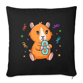 Guinea Pig 8th Birthday Girl 8 years old - Sofa pillow with filling 45cm x 45cm - black - Front