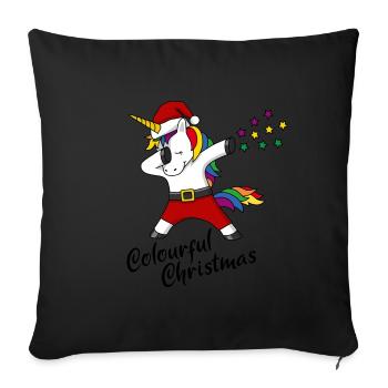Christmas Unicorn colourful christmas gift - Sofa pillow with filling 45cm x 45cm - black - Front