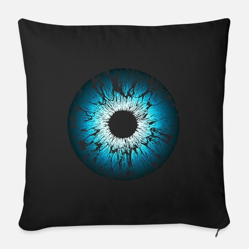 Oeil, Iris, Bleu, Mandala, Pupille, Yeux - Coussin et housse de 45 x 45 cm - noir