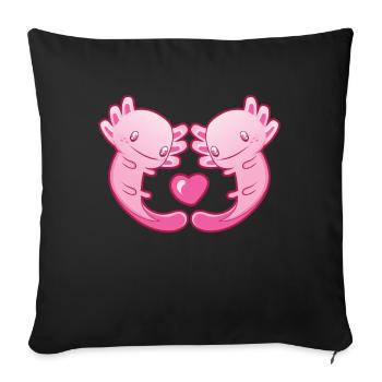 Axolotl Love Funny Amphibian Valentine Heart print - Coussin et housse de 45 x 45 cm - noir - Devant