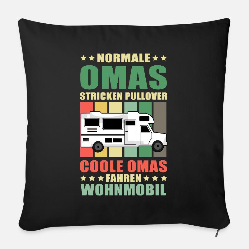 Normale Omas stricken - Camping Wohnmobil Oma - Sofakissen mit Füllung 45 x 45 cm - Schwarz