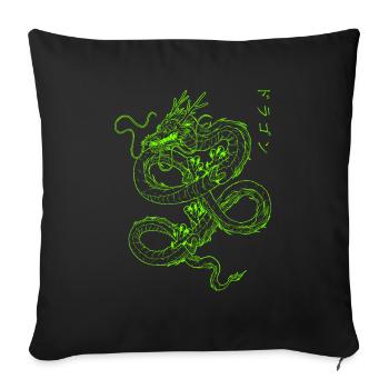 Japanischer Drache Otaku Streetwear Dragon 90s - Sofakissen mit Füllung 45 x 45 cm - Schwarz - Vorne