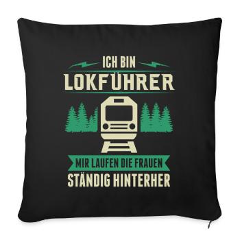Lokführer Triebfahrzeugführer Zugführer Geschenk - Sofakissen mit Füllung 45 x 45 cm - Schwarz - Vorne