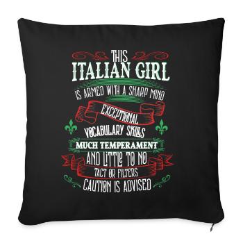 Femme italienne | Italian Girl | Donna | Nonna - Coussin et housse de 45 x 45 cm - noir - Devant