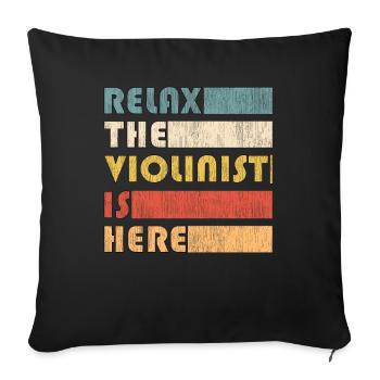 Violinist Vintage Violon Musicien Cadeaux Vintage - Coussin et housse de 45 x 45 cm - noir - Devant