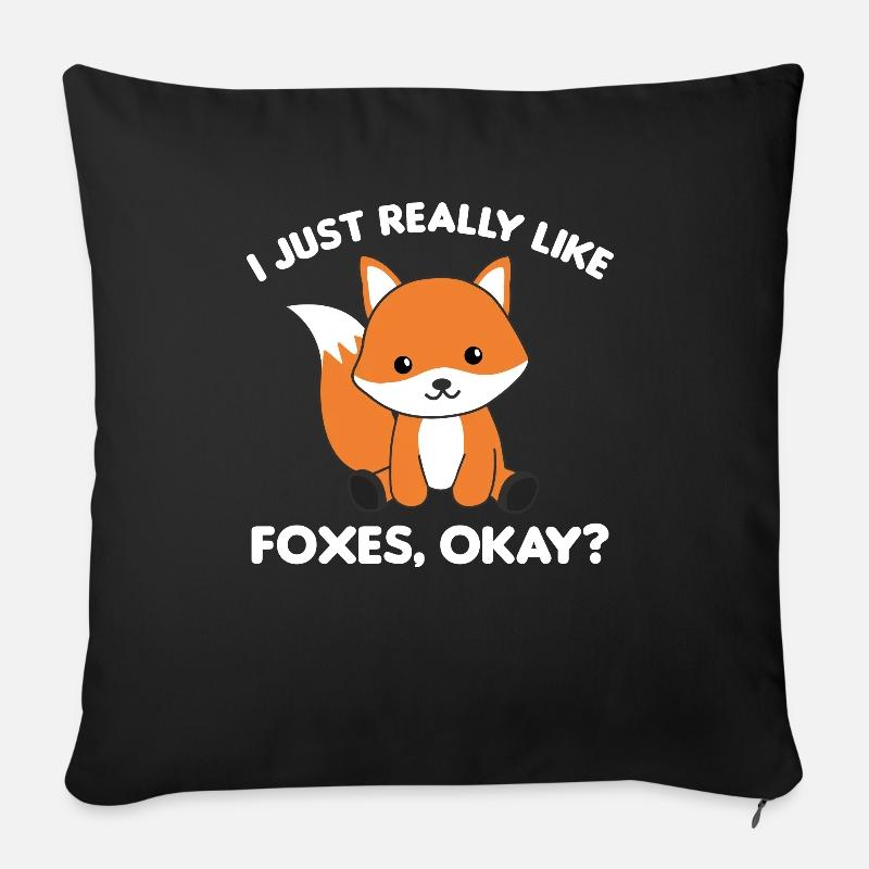 I Just really like foxes lustiger Fuchs - Sofakissen mit Füllung 45 x 45 cm - Schwarz