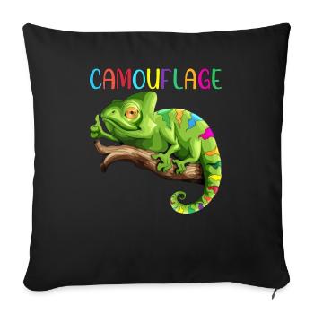 Caméléon Reptiles Iguane Chélard Camouflage - Coussin et housse de 45 x 45 cm - noir - Devant