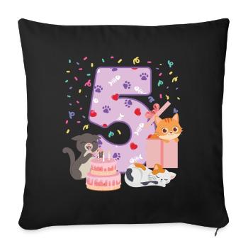 5th Birthday Girl Cats Outfit 5 Year Old - Sofa pillow with filling 45cm x 45cm - black - Front
