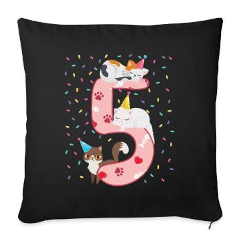 5th Birthday Girl Cats Outfit 5 Year Old - Sofa pillow with filling 45cm x 45cm - black - Front