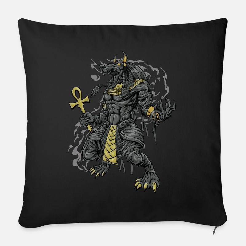 Ägyptischer Gott Anubis - Sofakissen mit Füllung 45 x 45 cm - Schwarz